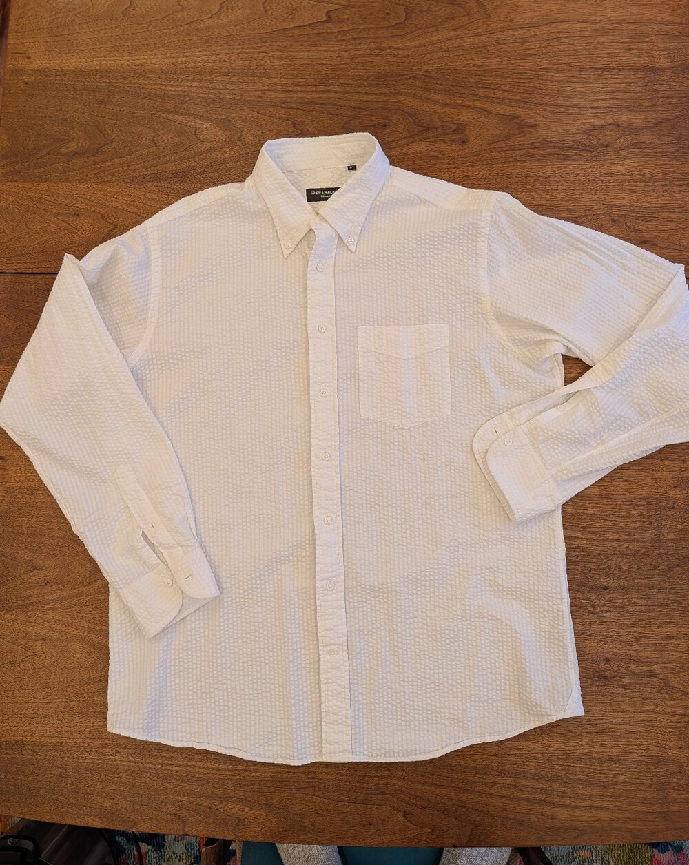 Spier & Mackay 17.5 Classic Fit White Seersucker Button-Down Shirt